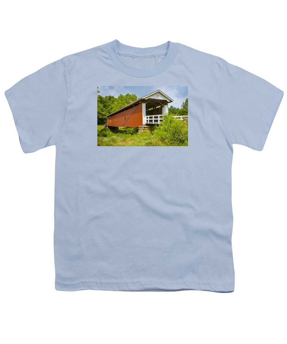 America Youth T-Shirt featuring the photograph Rinard Covered Bridge by Jack R Perry