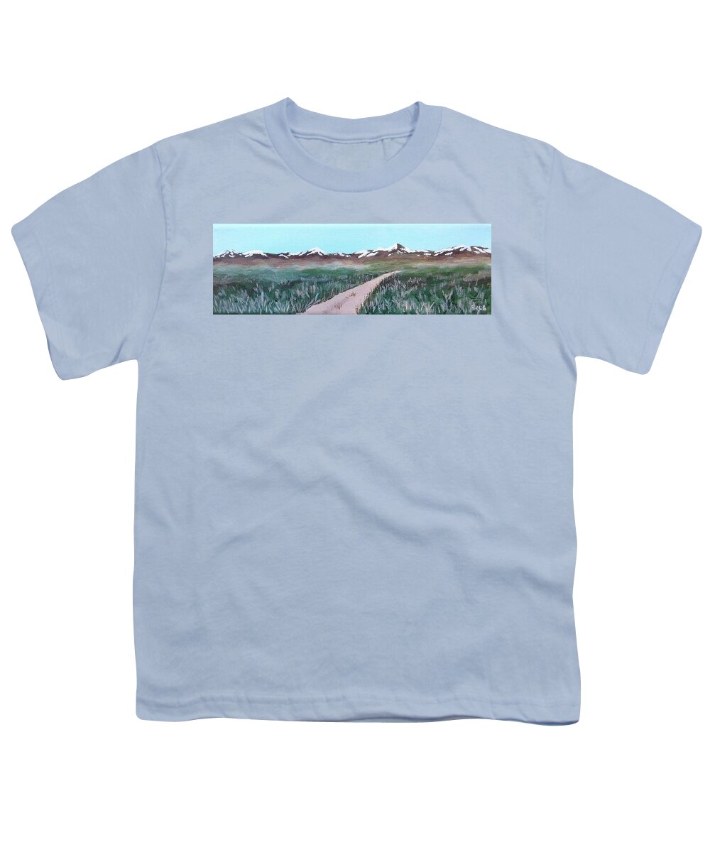 Manzanar Youth T-Shirt featuring the painting Road From Manzanar by Katherine Young-Beck
