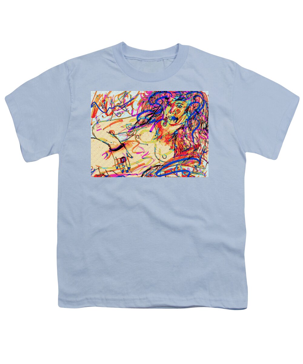 Nude Youth T-Shirt featuring the drawing Romantic Nude by Natalie Holland