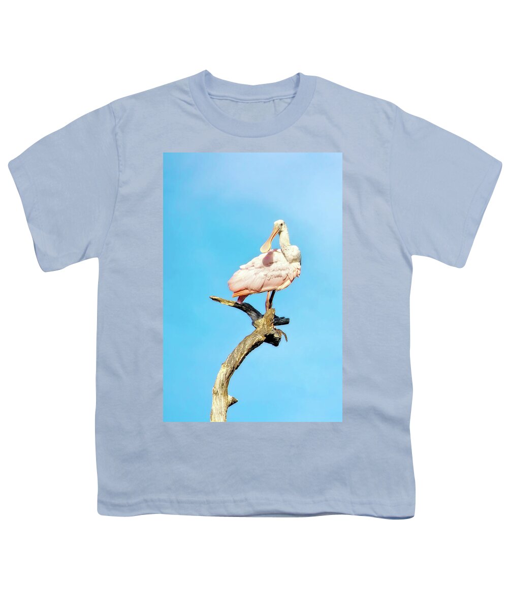 Roseate Spoonbill Youth T-Shirt featuring the photograph Roseate Spoonbill by Mark Andrew Thomas