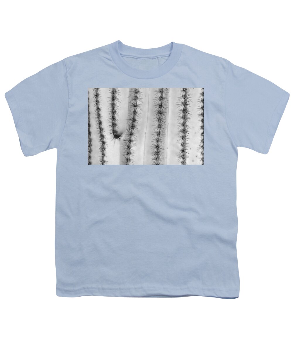 Saguaro Youth T-Shirt featuring the photograph Saguaro Cactus Close-Up BW by James BO Insogna