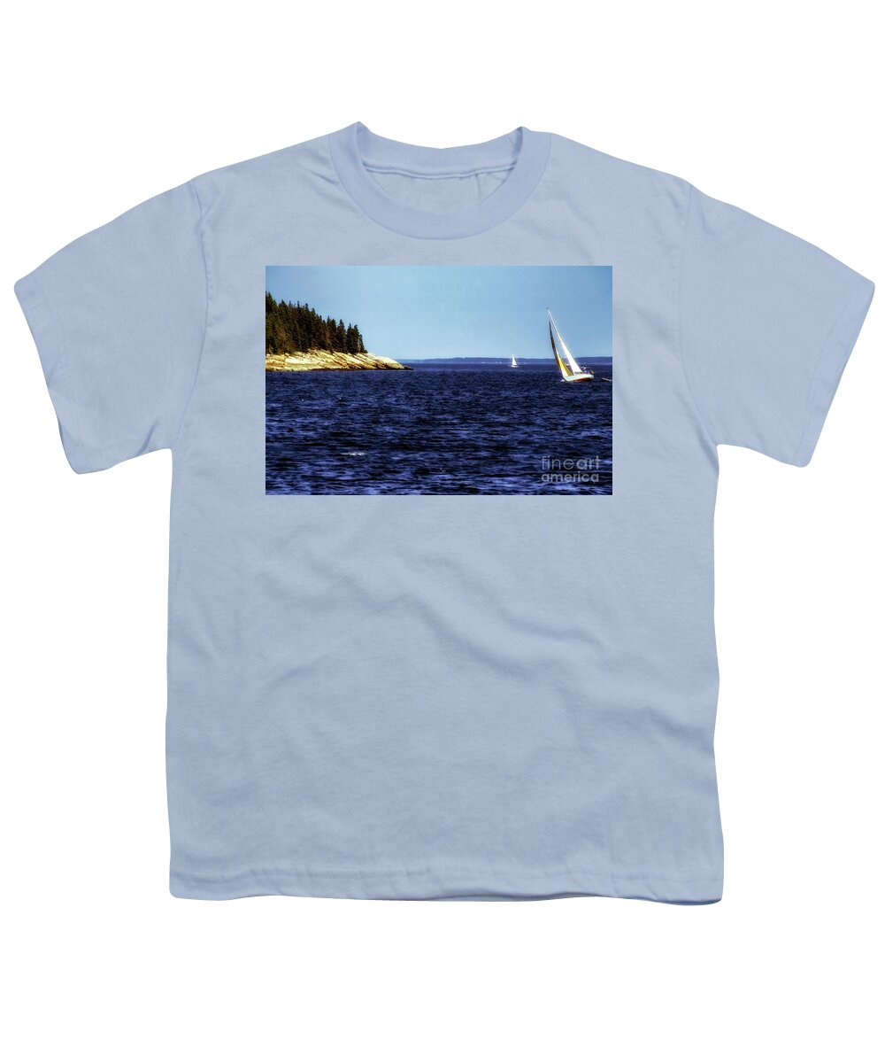 Usa Youth T-Shirt featuring the photograph Sailing Penobscoy Bay by Thomas R Fletcher