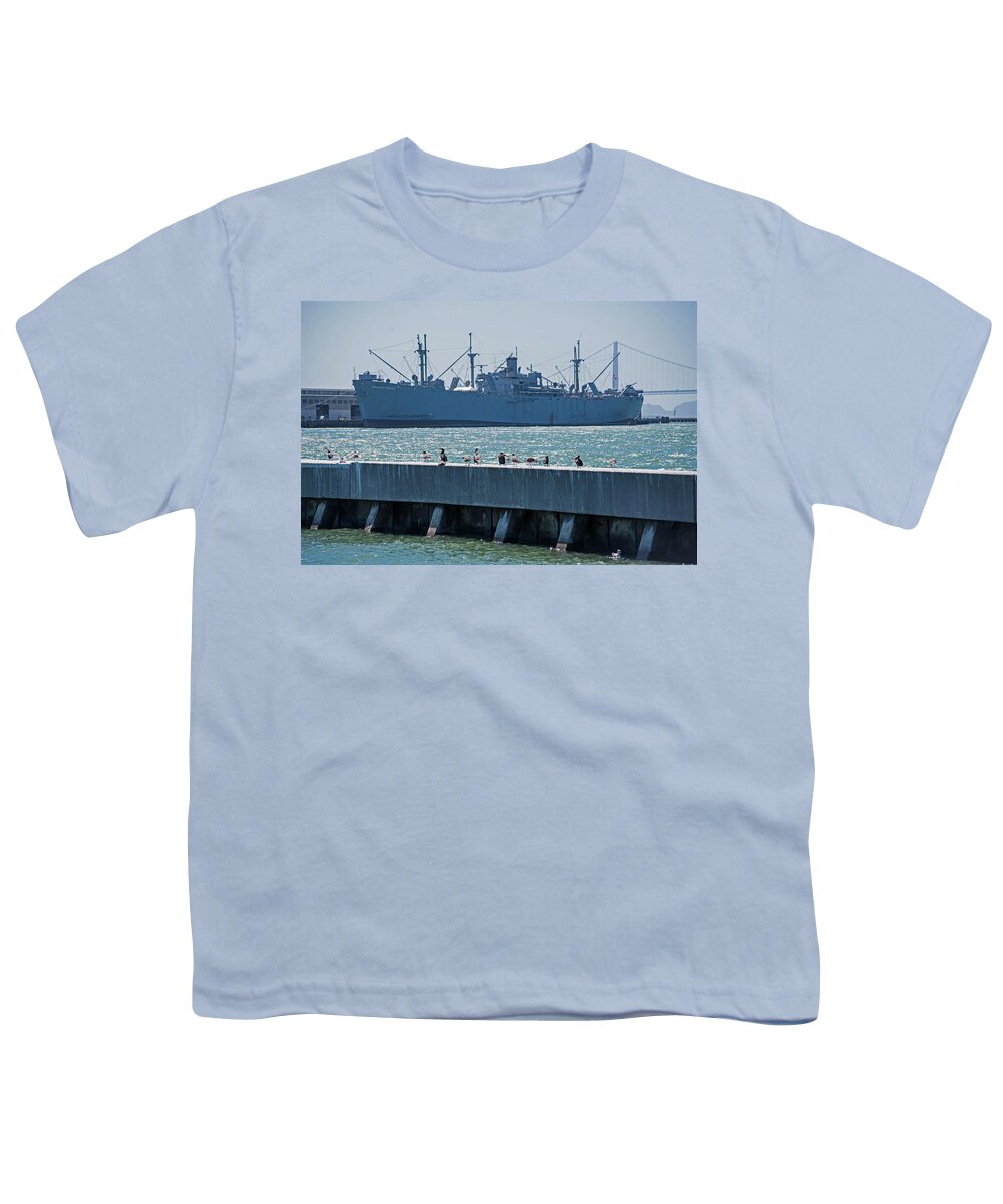 San Youth T-Shirt featuring the photograph San Francisco Battle Ship Pier 39 Fisherman's Wharf by Toby McGuire