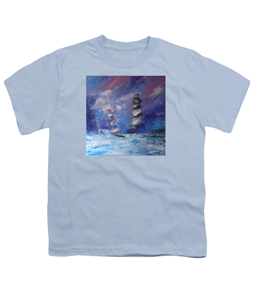 Cape Hatteras Youth T-Shirt featuring the painting Set Sail for Hatteras by Dan Campbell