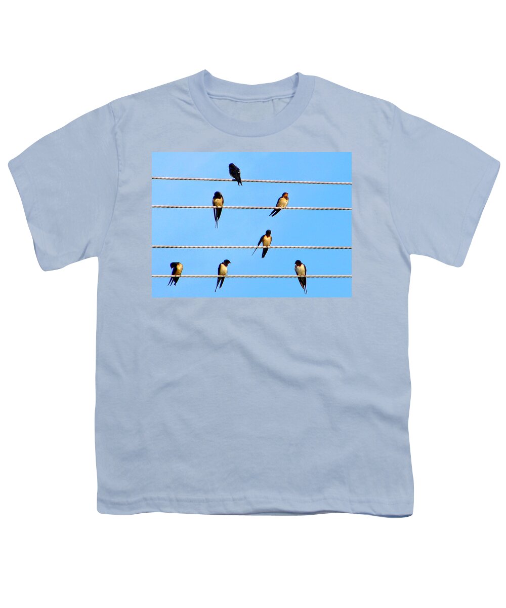 Swallow Youth T-Shirt featuring the photograph Seven Swallows by Ana Maria Edulescu