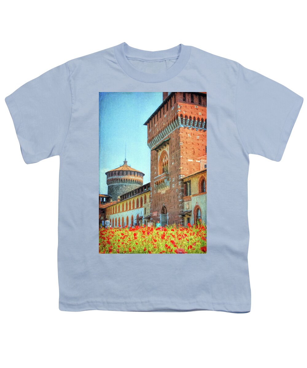 Joan Carroll Youth T-Shirt featuring the photograph Sforza Castle Milan Italy by Joan Carroll