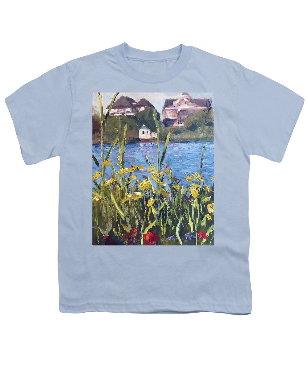 The Artist Josef Youth T-Shirt featuring the painting Silver Lake Blossoms by Josef Kelly