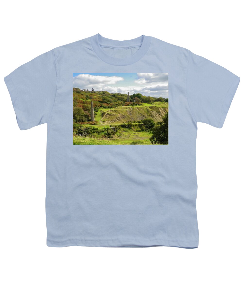 Caradon Youth T-Shirt featuring the photograph South Caradon Mine Ruins Bodmin Moor Cornwall by Richard Brookes