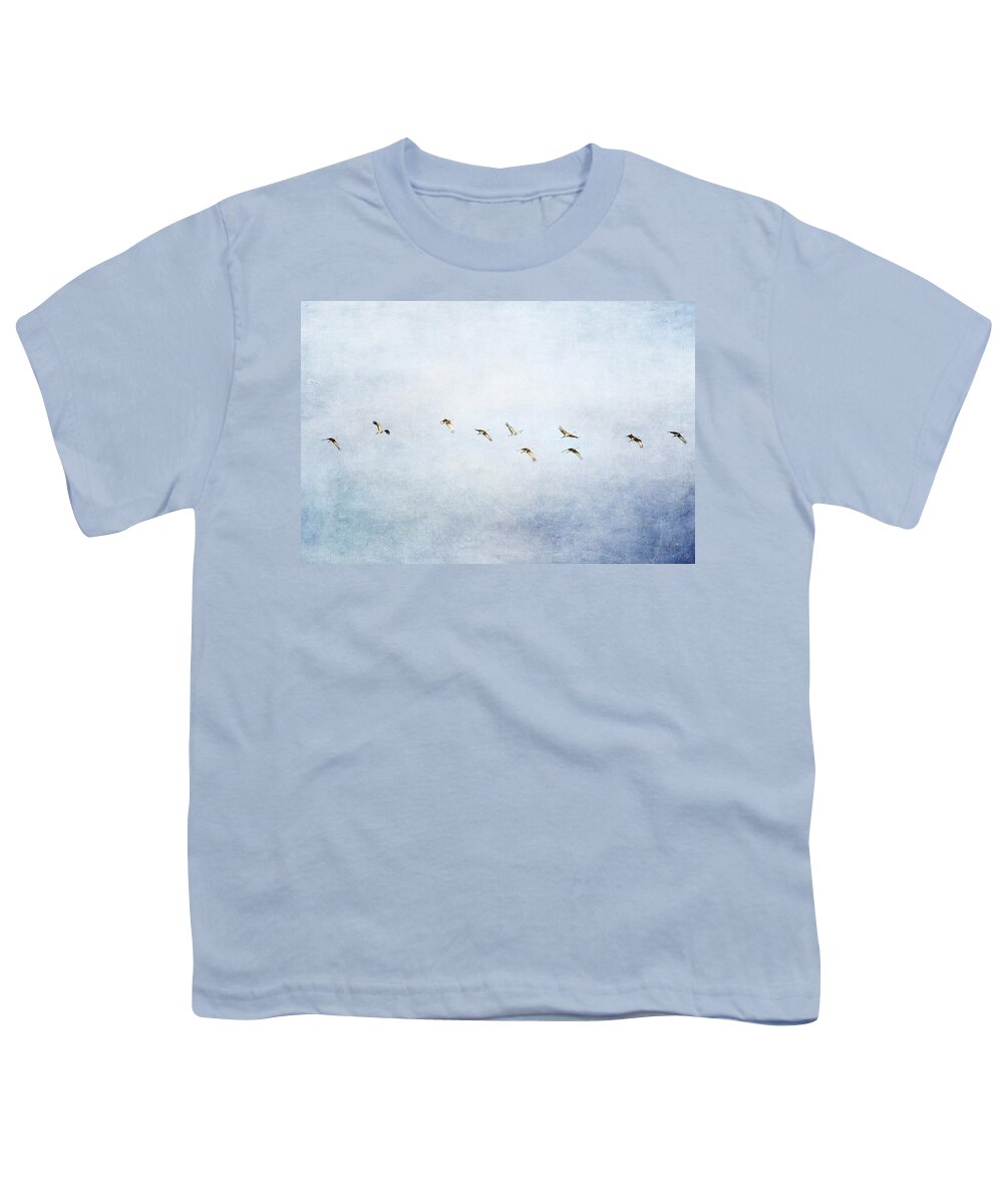 Sandhill Crane Youth T-Shirt featuring the photograph Spring Migration 2 - Textured by Kathy Adams Clark