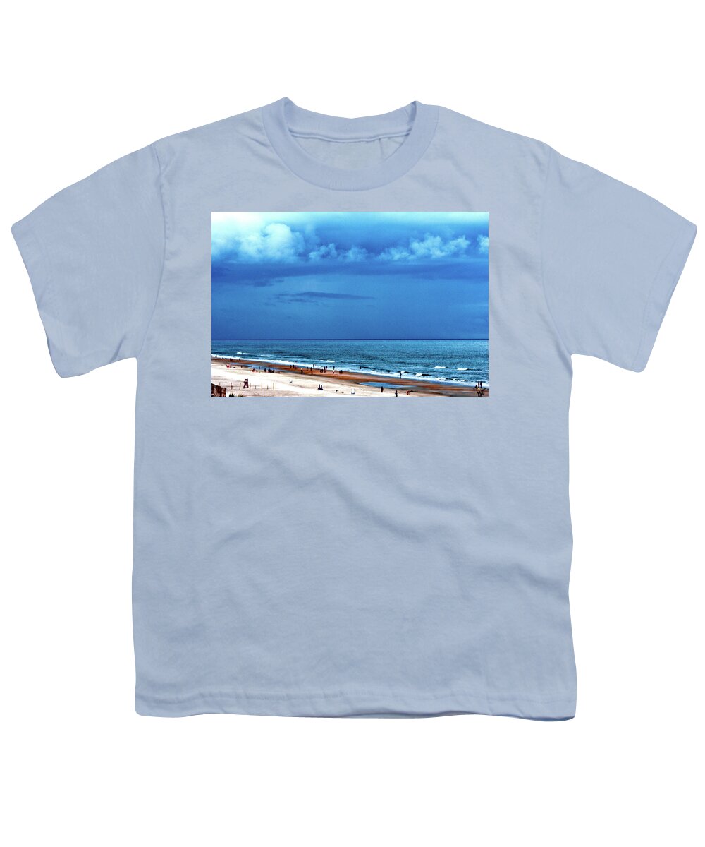 Beach Youth T-Shirt featuring the photograph Stormy Beach Day by Gina O'Brien