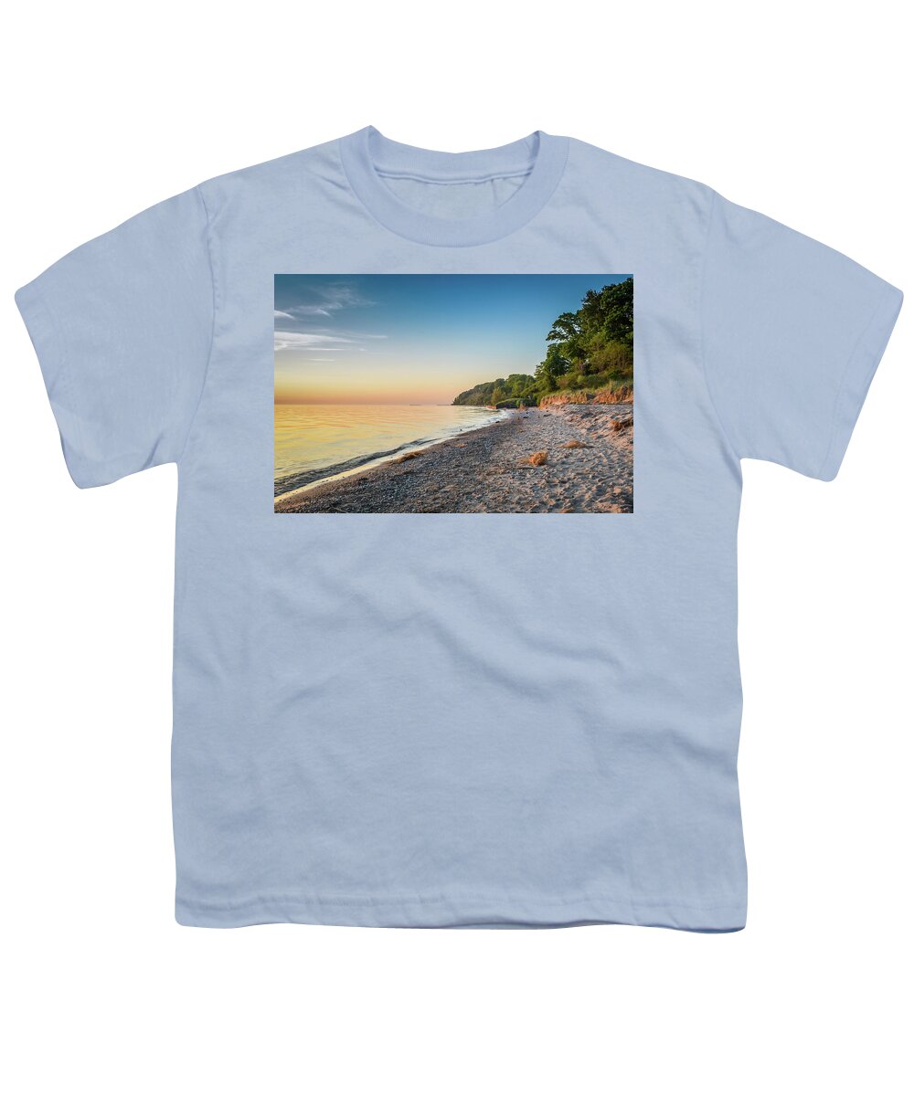 Lake Youth T-Shirt featuring the photograph Sunset Glow Over Lake by Lester Plank