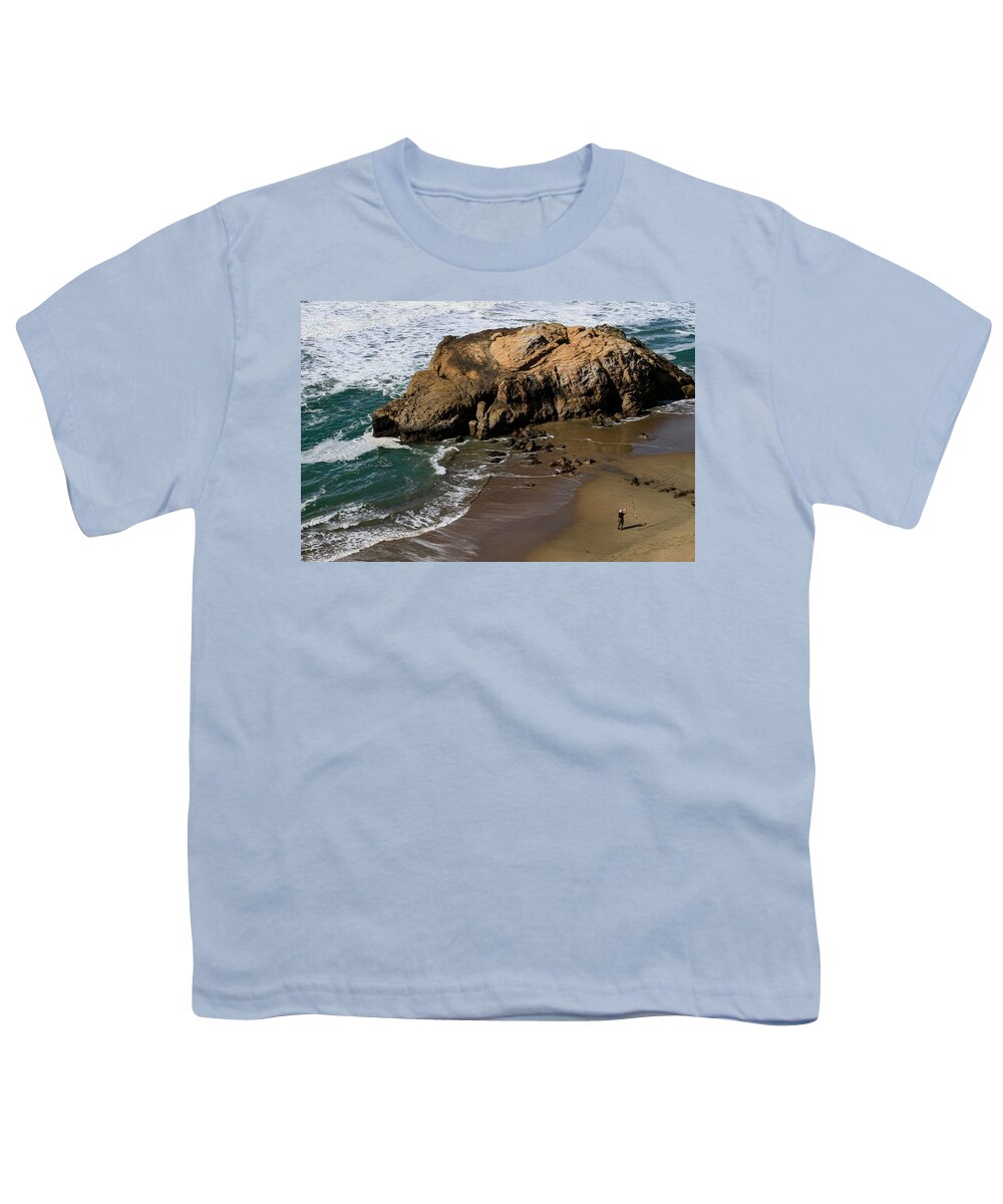 Bonnie Follett Youth T-Shirt featuring the photograph Surf Fishing at Ocean Beach by Bonnie Follett