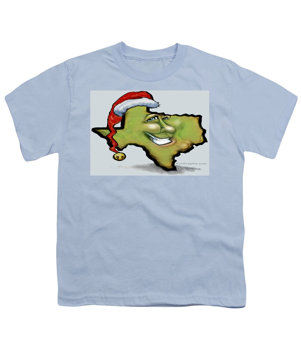Texas Youth T-Shirt featuring the greeting card Texas Christmas Greetings by Kevin Middleton