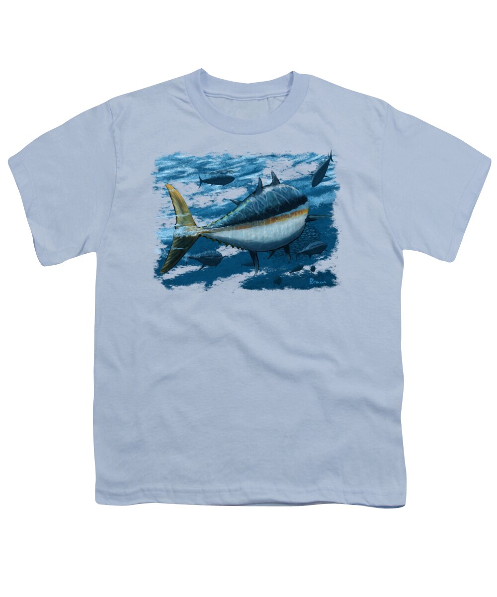 Tuna Youth T-Shirt featuring the digital art The Chase by Kevin Putman