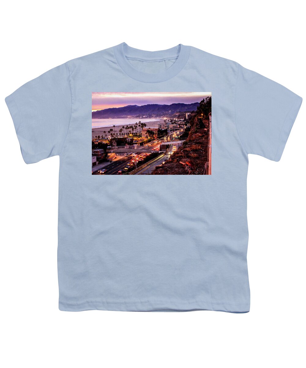 Sunset Santa Monica Bay Youth T-Shirt featuring the photograph The Slow Drive Home by Gene Parks