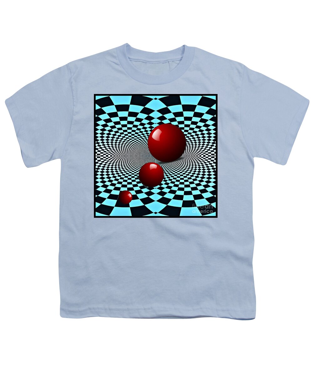 Circle Youth T-Shirt featuring the digital art Three Red Balls by Sarah Loft