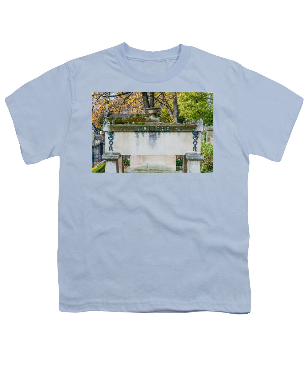Europe Youth T-Shirt featuring the photograph Tomb of Moliere in Pere Lachaise Cemetery by Alain De Maximy