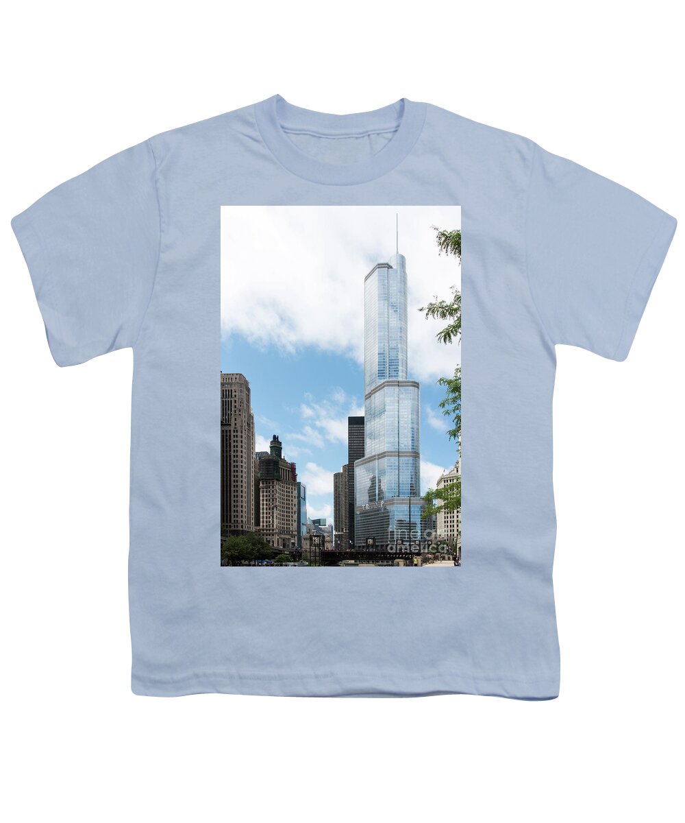 Boats Youth T-Shirt featuring the photograph Trump Tower in Chicago by David Levin