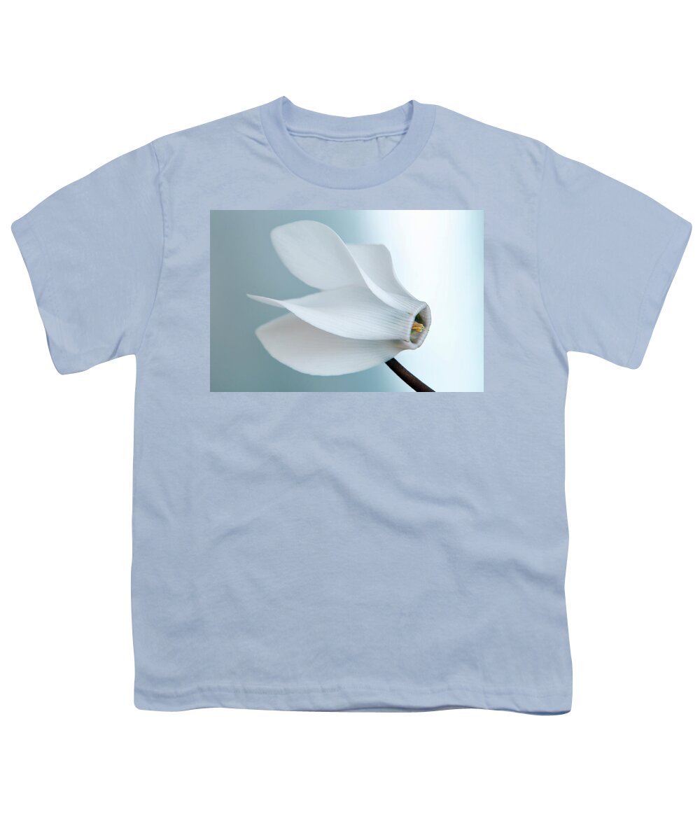 Cyclamen Youth T-Shirt featuring the photograph White Cyclamen. by Terence Davis