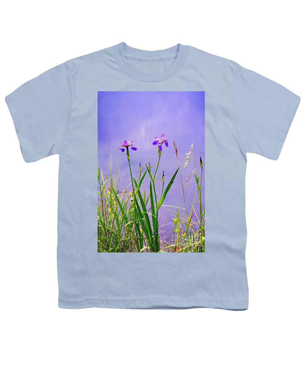 Purple Wild Iris Print Youth T-Shirt featuring the photograph Wild Iris Print by Gwen Gibson