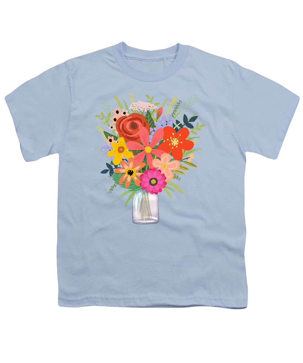Wildflowers Youth T-Shirt featuring the painting Wildflower Bouquet by Little Bunny Sunshine