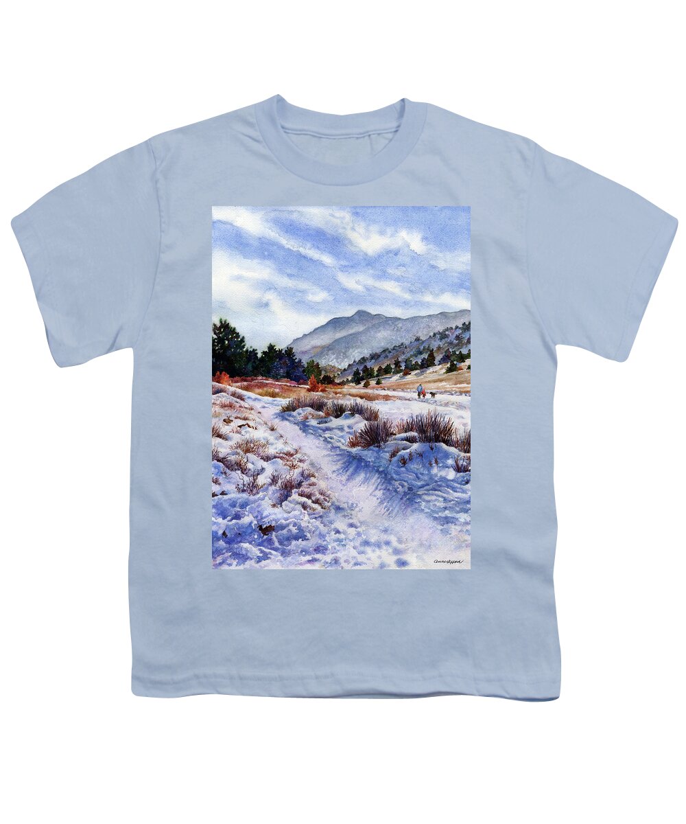 Snow Scene Painting Youth T-Shirt featuring the painting Winter Wonderland by Anne Gifford