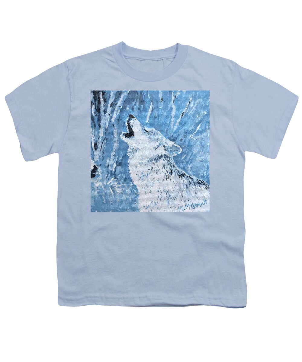 Wolf Youth T-Shirt featuring the painting Wolf of the Tetons by ML McCormick