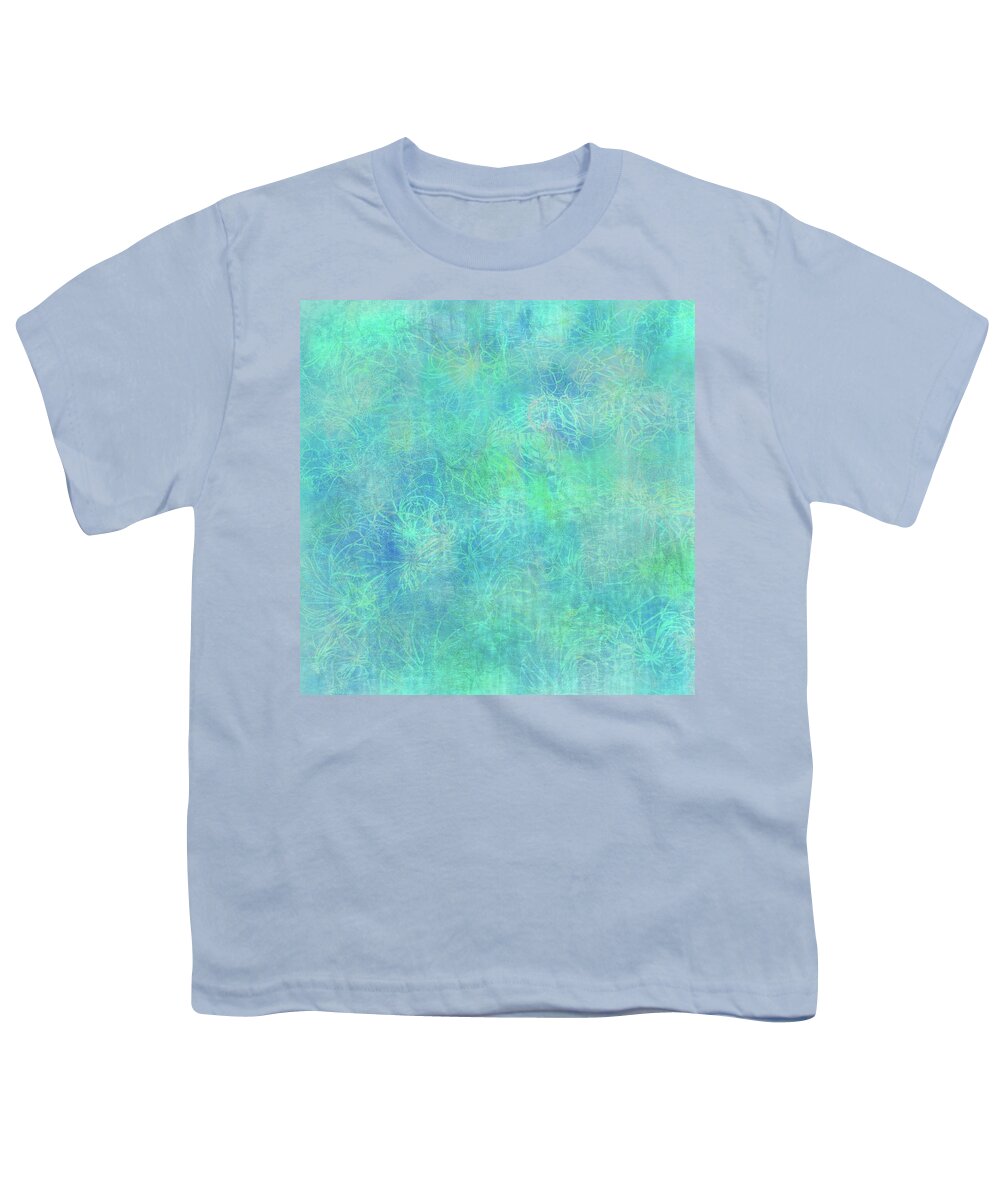 Batik Youth T-Shirt featuring the digital art Aqua Batik Print Coordinate by Sand And Chi