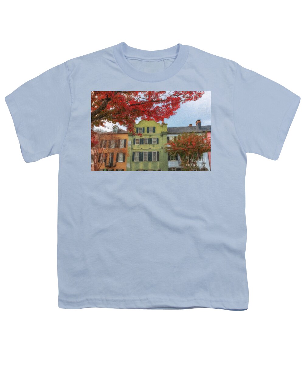 Autumn Youth T-Shirt featuring the painting Autumn Colors - Rainbow Row by Dale Powell