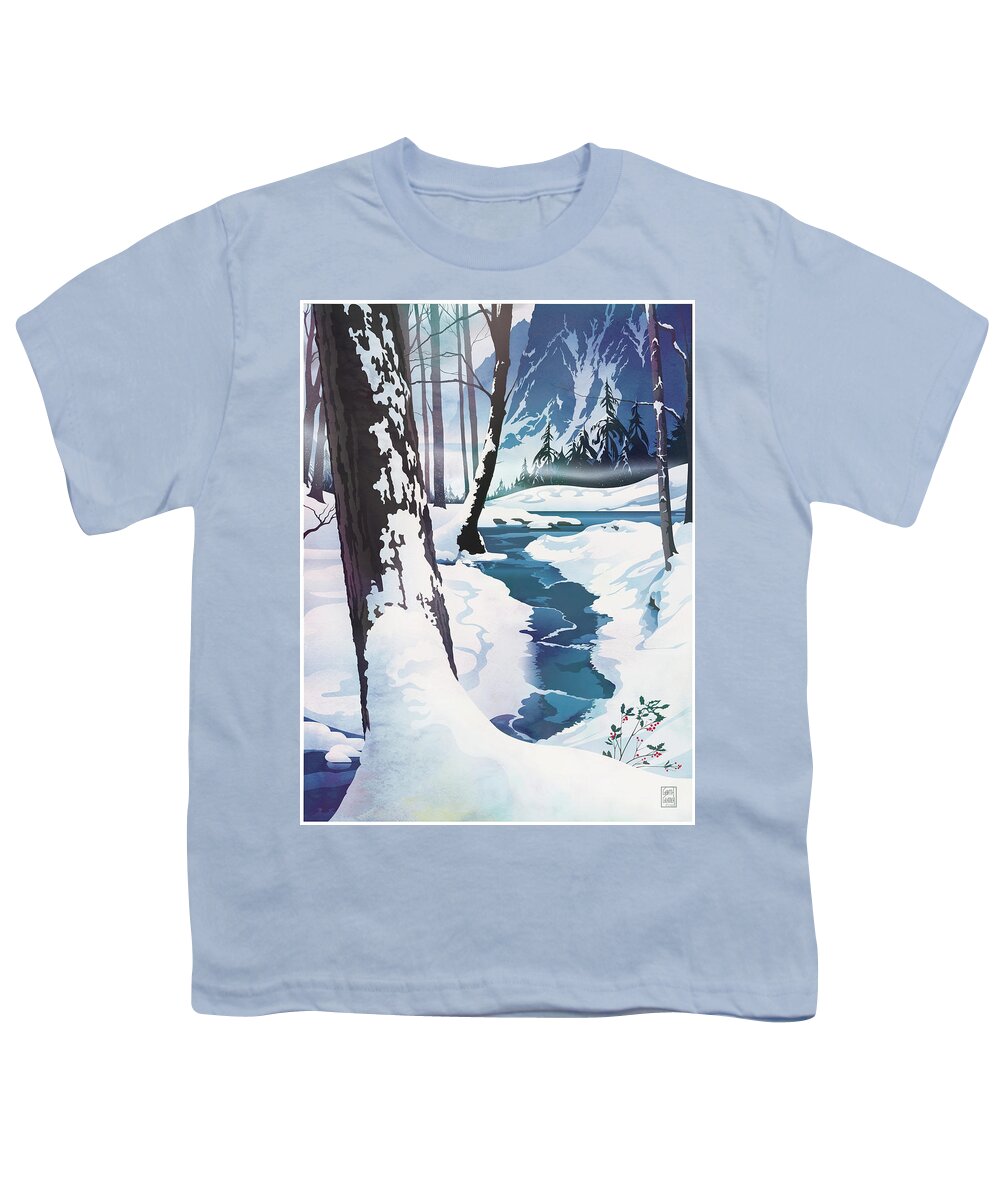 Christmas Morning Youth T-Shirt featuring the digital art Morning at Christmas Creek by Garth Glazier