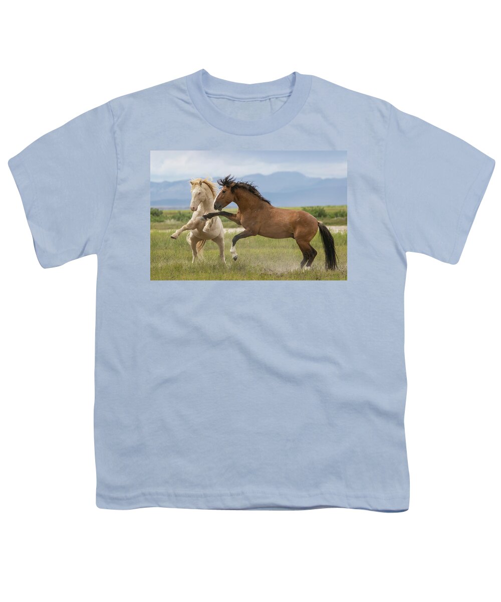 Horse Youth T-Shirt featuring the photograph Cremello And The Ghost by Kent Keller