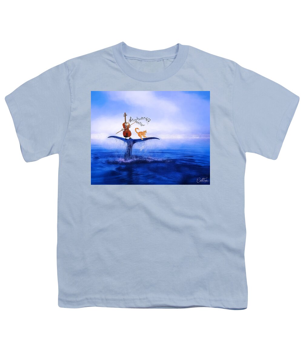 Fiddles Youth T-Shirt featuring the mixed media Dancing on Whale Tails by Colleen Taylor