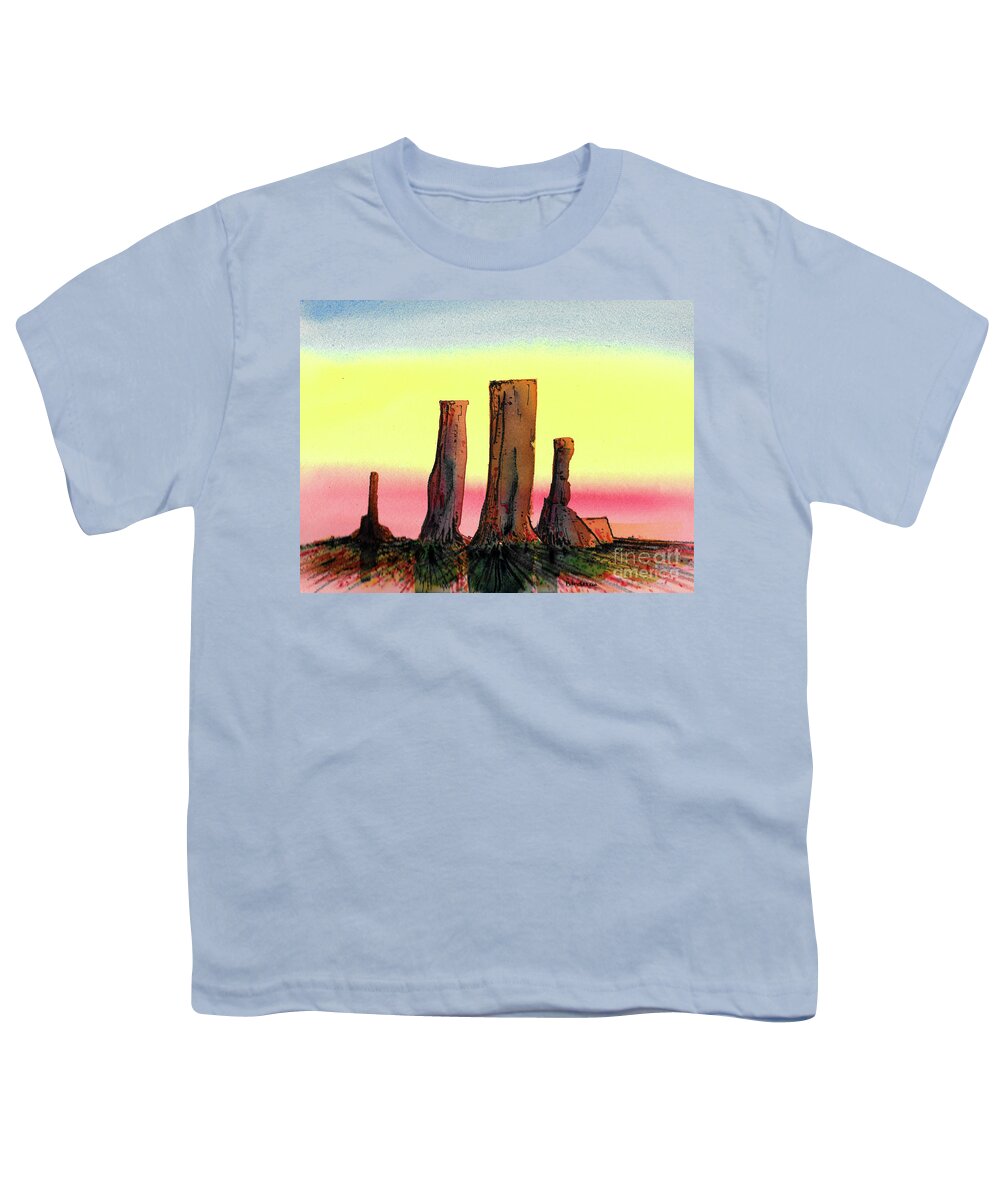 Desert Youth T-Shirt featuring the painting Desert Monuments by Terry Banderas