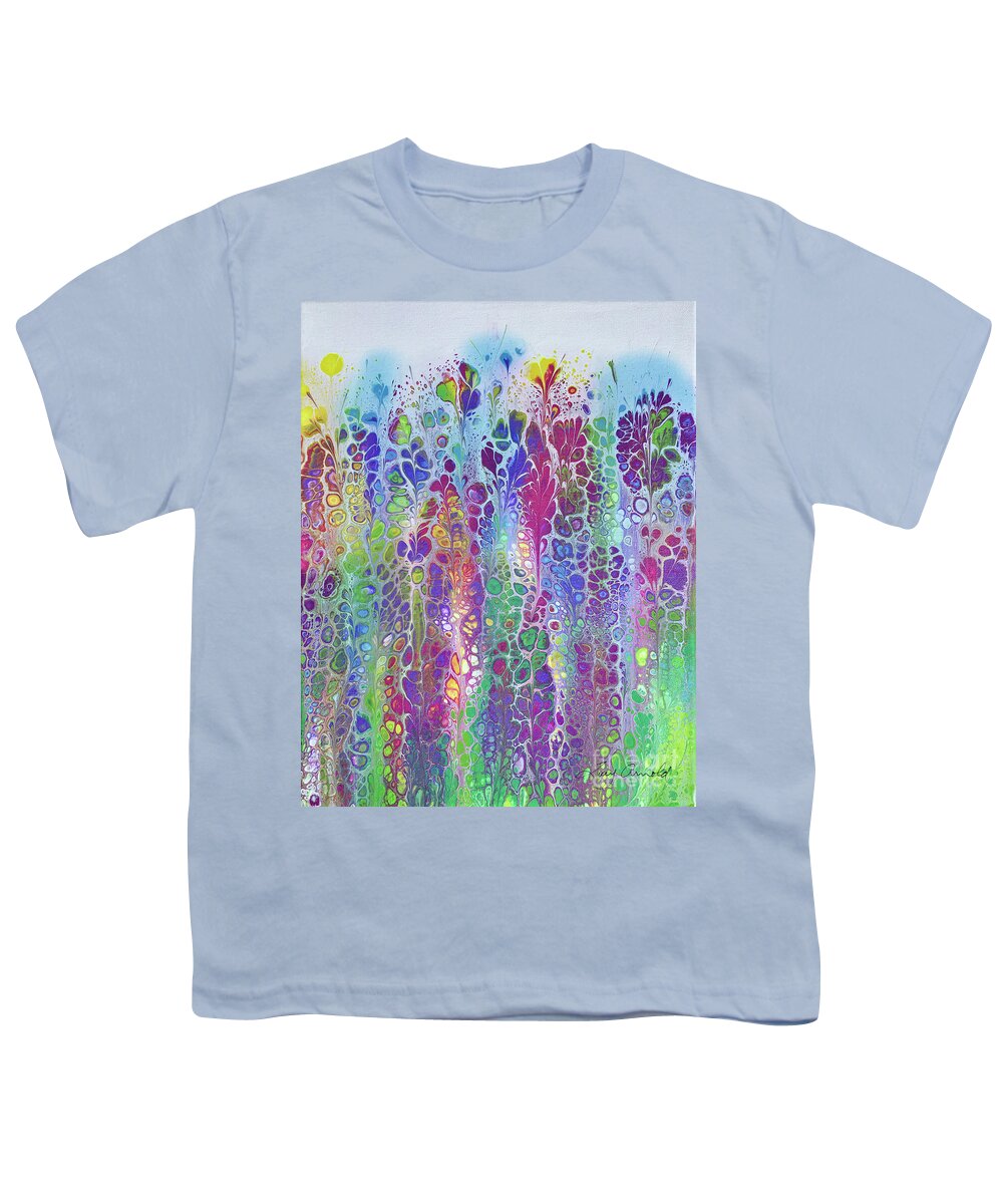 Poured Acrylics Youth T-Shirt featuring the painting Easter Garden by Lucy Arnold
