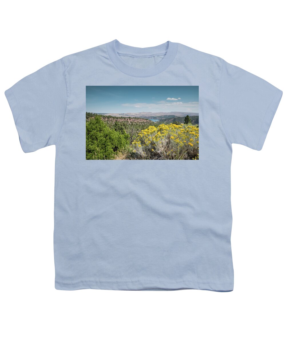 Flaming Gorge Youth T-Shirt featuring the photograph Flaming Gorge Chamisa by Patricia Gould