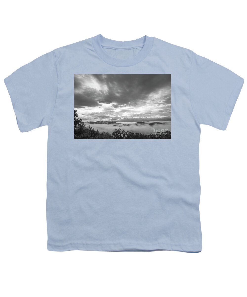 Smoky Mountains Youth T-Shirt featuring the photograph Foggy Mountain Morning by Mike Eingle