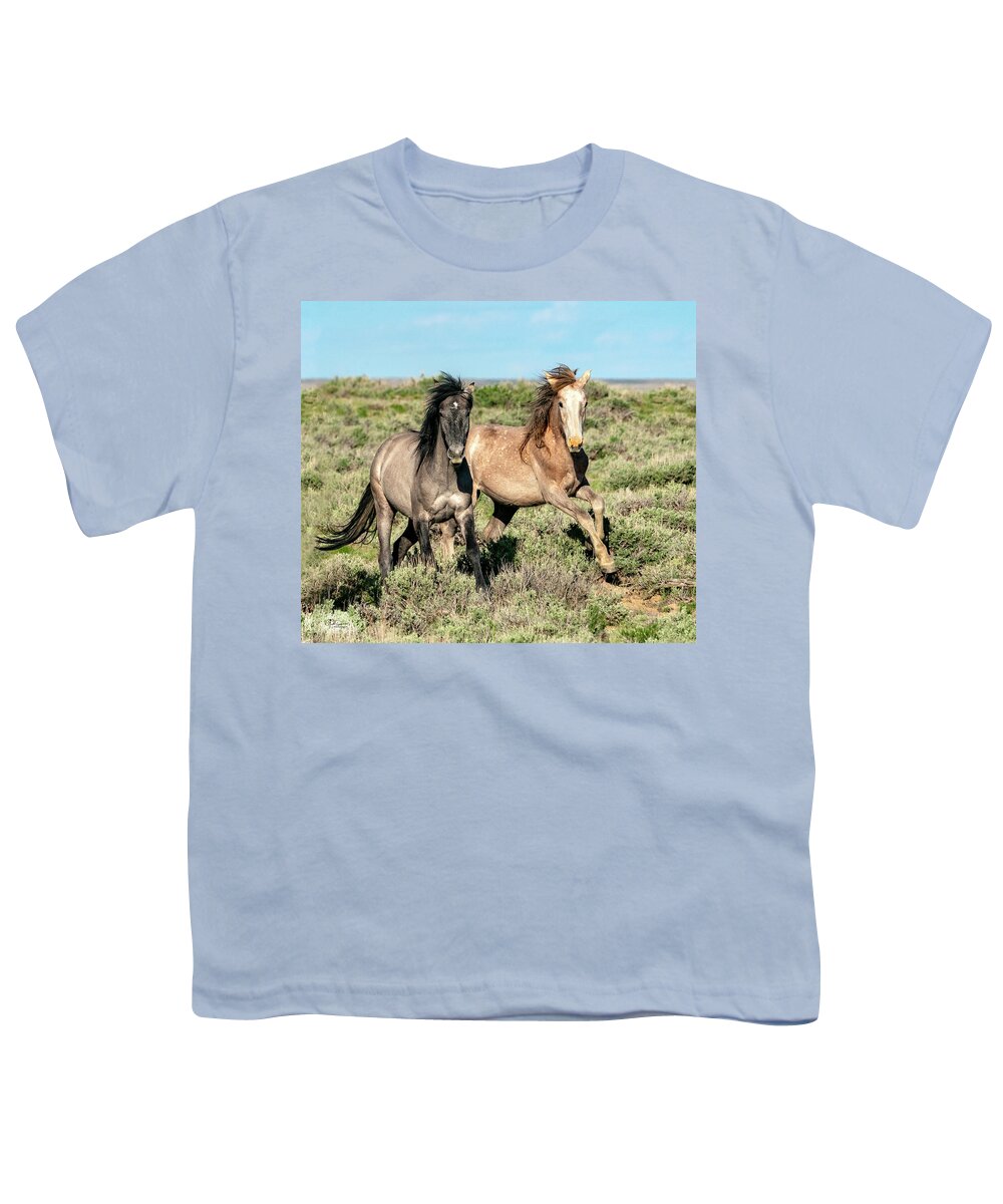 Horses Youth T-Shirt featuring the photograph Frisky Horse Pals by Judi Dressler