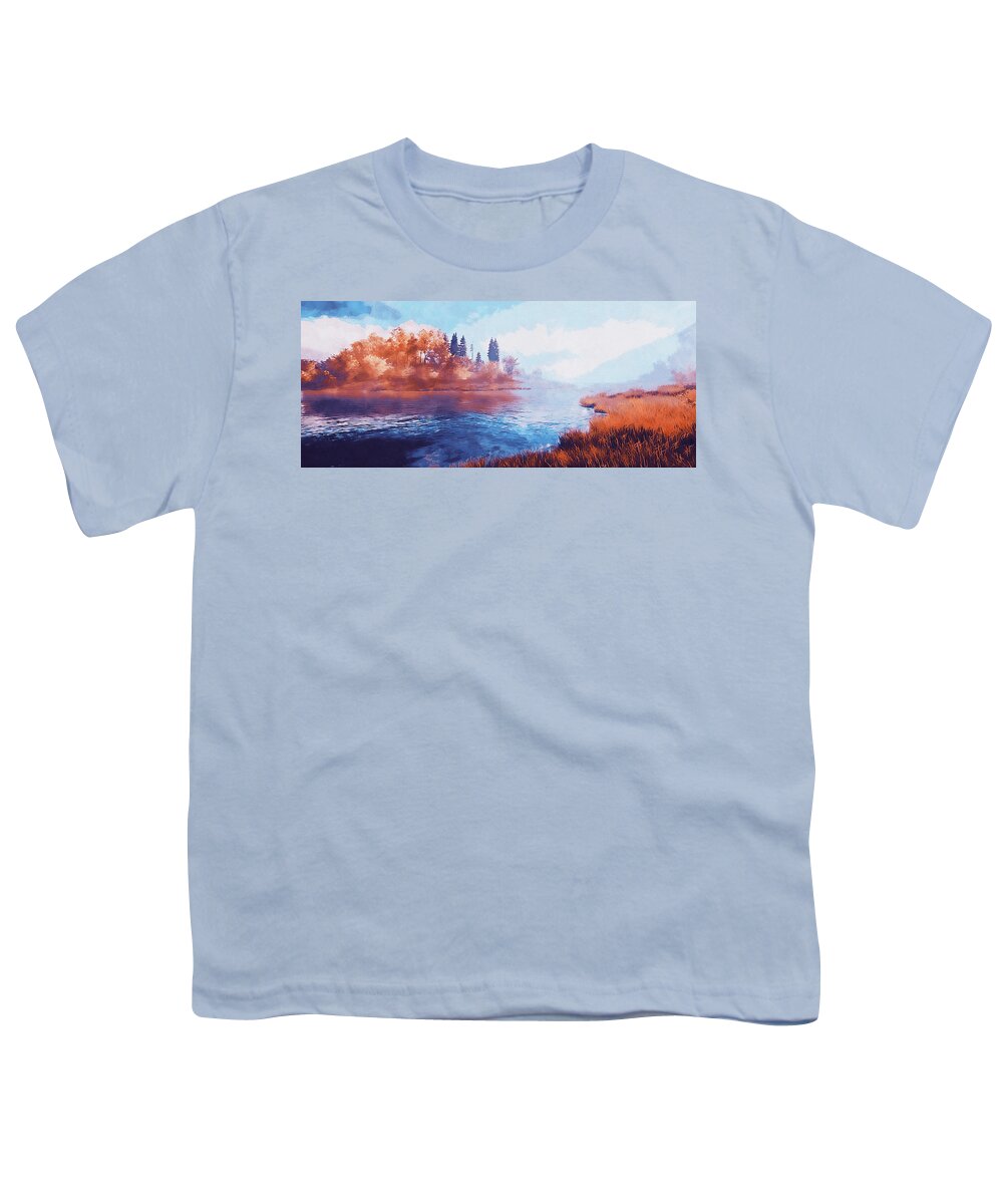 Through The Forest Youth T-Shirt featuring the painting Into the Wild - 20 by AM FineArtPrints