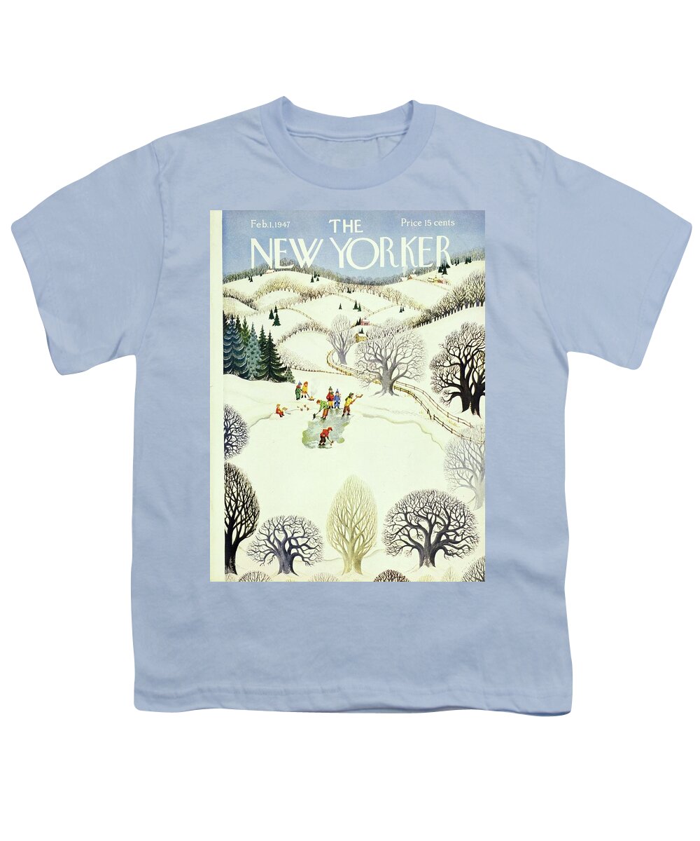 Illustration Youth T-Shirt featuring the painting New Yorker February 1, 1947 by Edna Eicke