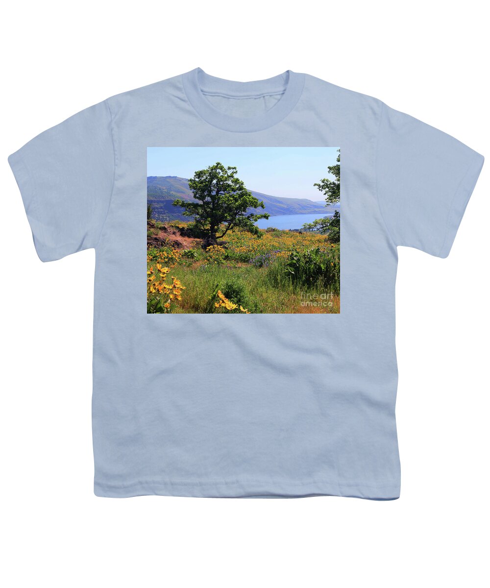 Oak Tree Youth T-Shirt featuring the photograph Oak Tree Above Columbia River by Jeanette French