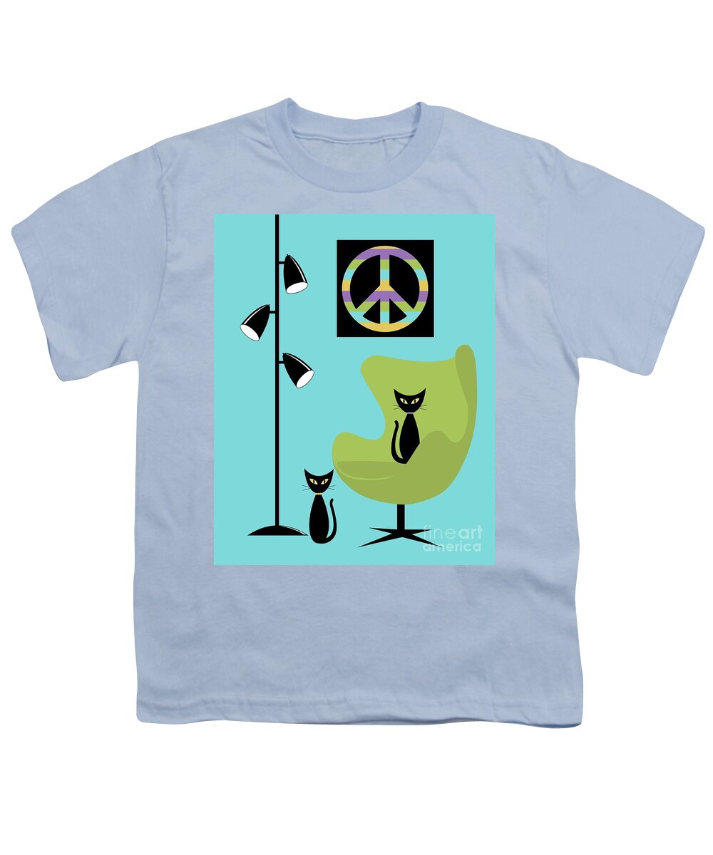 70s Youth T-Shirt featuring the digital art Peace Symbol Green Chair by Donna Mibus