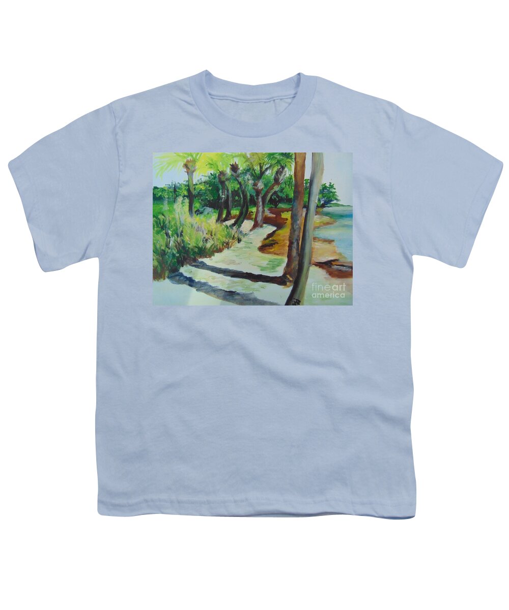 Palms Youth T-Shirt featuring the painting Plen Aire Palms by Saundra Johnson