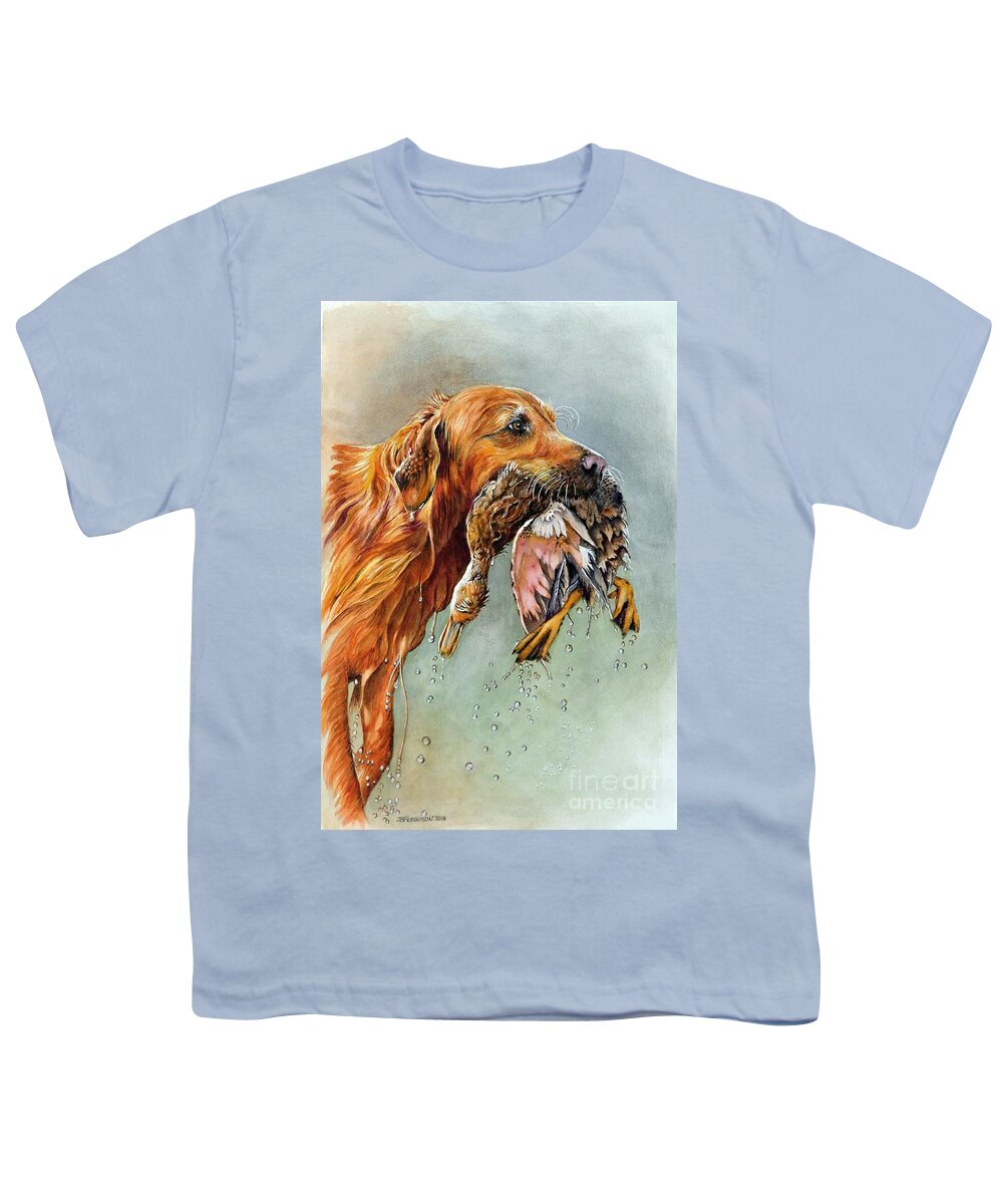 Dog Youth T-Shirt featuring the painting Rusty's Prize by Jeanette Ferguson