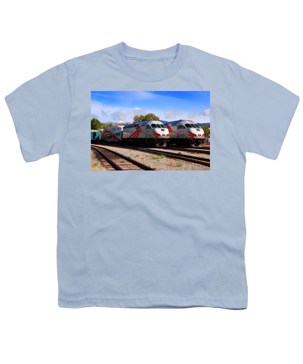Santa Fe Youth T-Shirt featuring the photograph Santa Fe Rail Runner by Chris Smith