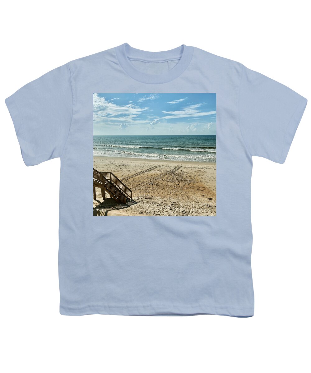 Sea Turtle Youth T-Shirt featuring the photograph Sea Turtle Tracks Surf City Topsail Island N by Flippin Sweet Gear