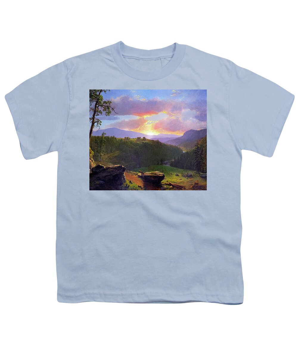 Landscape Youth T-Shirt featuring the painting Sunset Over Big Rocks by David Lloyd Glover