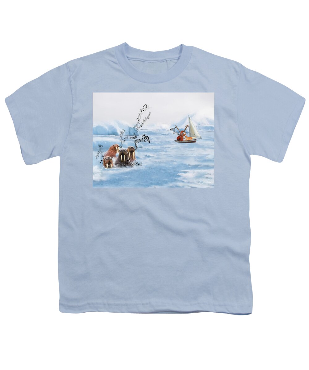 Walrus Youth T-Shirt featuring the mixed media The Walrus Choir by Colleen Taylor