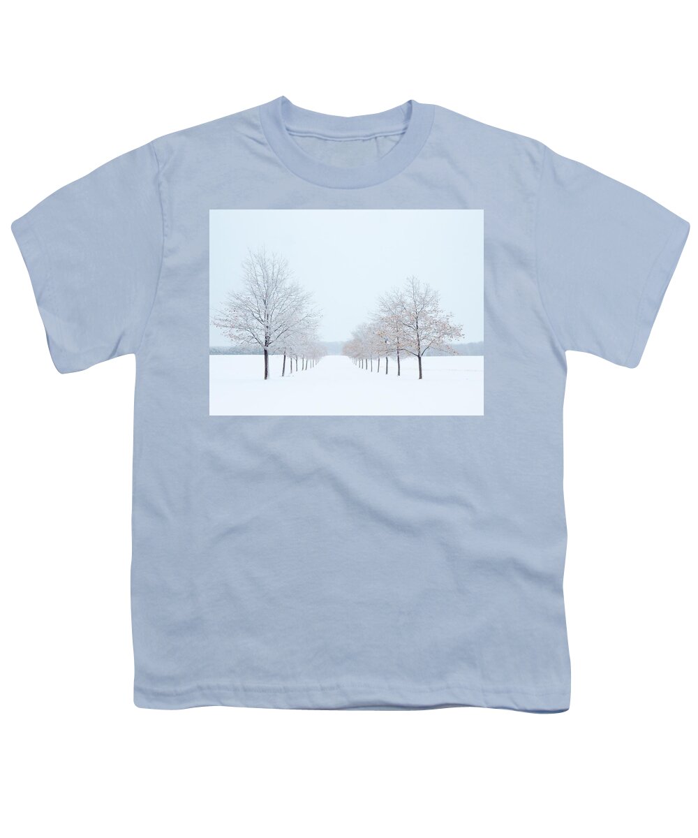 Trees Youth T-Shirt featuring the pyrography Winter Lane by Lori Frisch