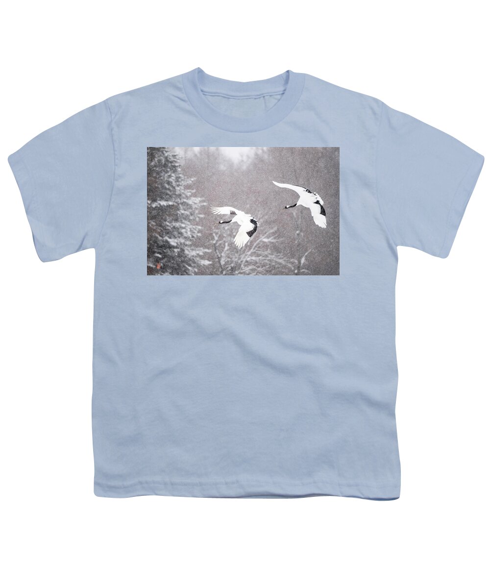 Snow Youth T-Shirt featuring the photograph Tancho in snow #1 by Yoshiki Nakamura