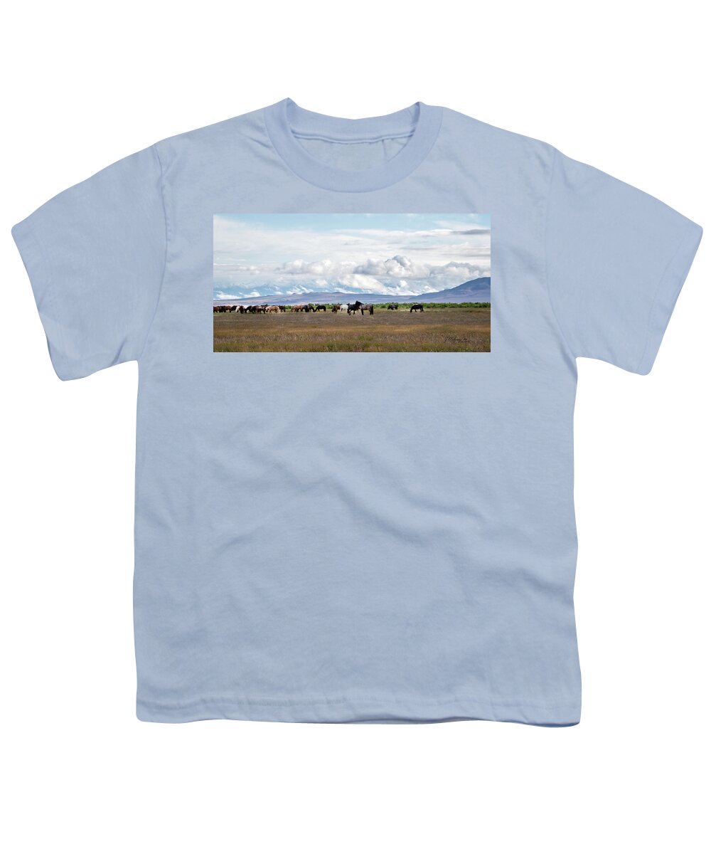 Horse Youth T-Shirt featuring the photograph The Wild Horses of the Onaqui Mountains, Utah #1 by Jeanette Mahoney